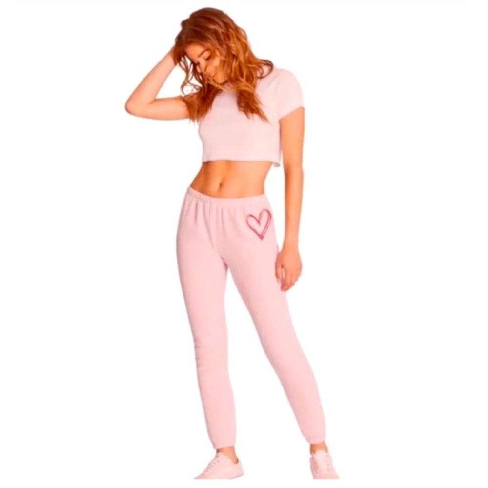Wildfox Lounge Pants Women's Sketchy Heart Knox Pink XL